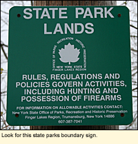 Look for this state parks boundary sign.