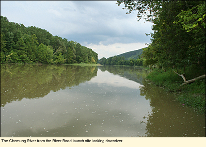 The Chemung River from the River Road launch site looking downriver.