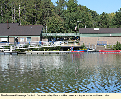 The Genesee Waterways Center in Genesee Valley Park provides canoe and kayak rentals and launch sites.
