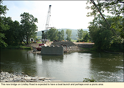 The new bridge over the Tioga River on Lindley Road is expected to have a boat launch and perhaps even a picnic area.
